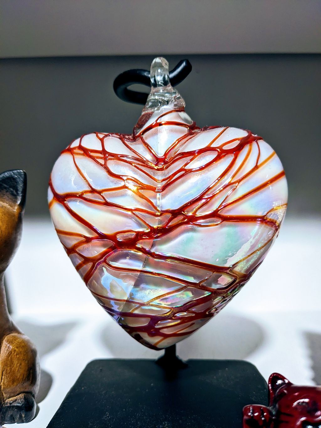 Glass red and white heart