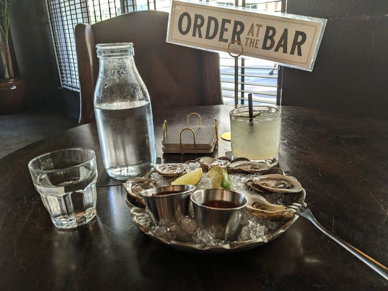 Oysters and drinks